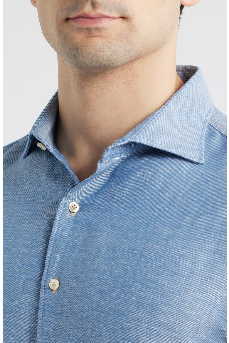 Koda Cotton & Linen Button-Up Shirt, Alternate, color, LAGUNA BLUE