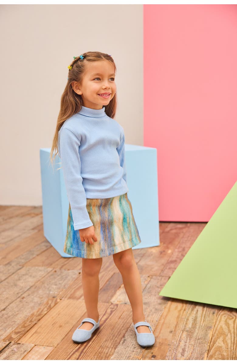 BISBY Kids' Wool Mini Skirt, Alternate, color, Blue Multi Stripe Wool