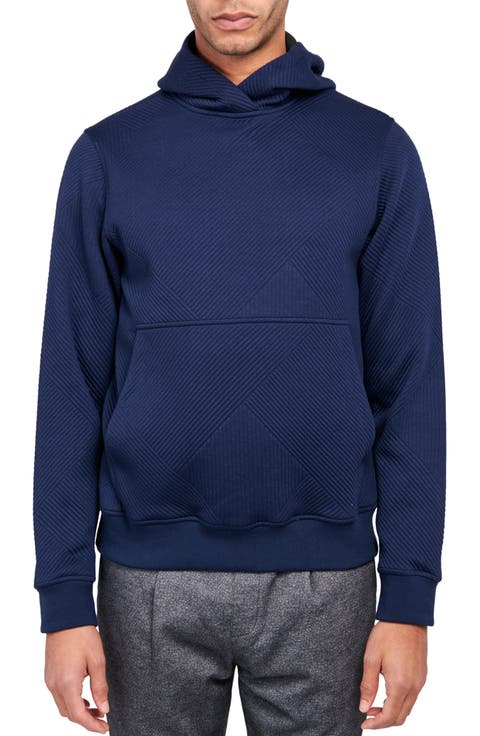 Slim Fit Solid Quilted Knit Hoodie