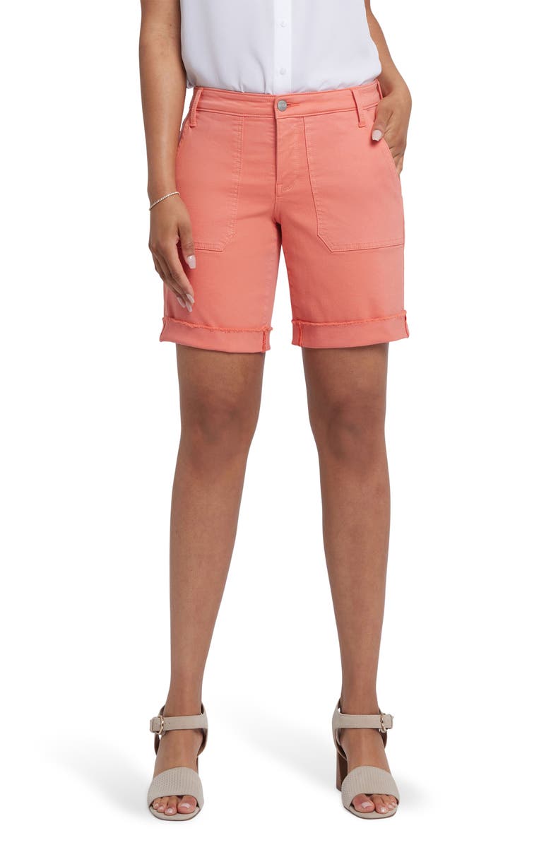 NYDJ Diana Relaxed Fit Raw Hem Cuffed Denim Shorts, Main, color, 