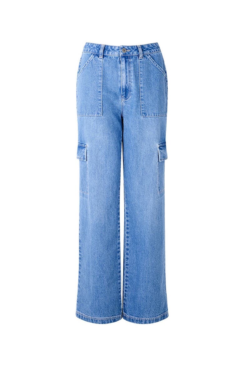 Denim Cargo Pants, Alternate, color, LIGHT BLUE