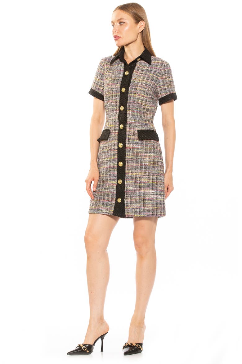 Jenni Tweed Shirtdress, Alternate, color, BLACK STRIPE