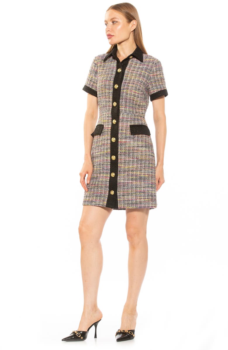 Alexia Admor Jenni Tweed Shirtdress, Alternate, color, Black Stripe