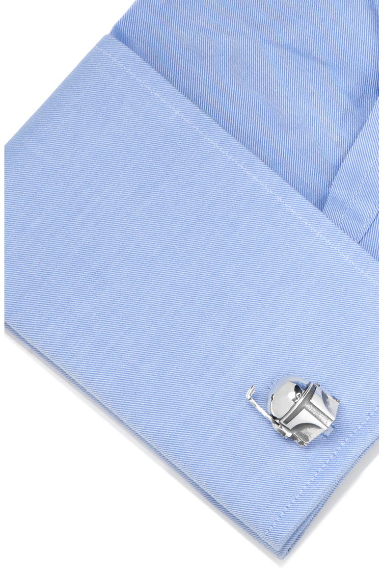 3D Boba Fett Cuff Links, Alternate, color, SILVER