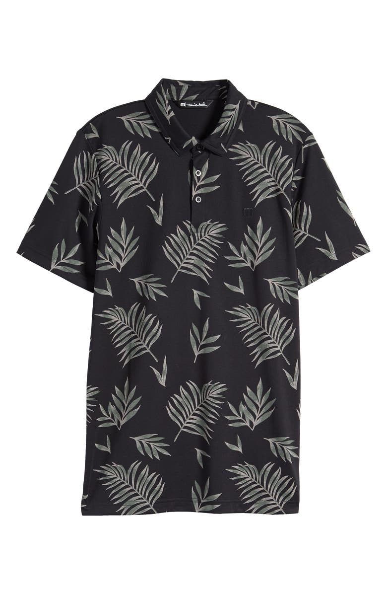 TravisMathew Resort Town Leaf Print Golf Polo, Alternate, color, Black