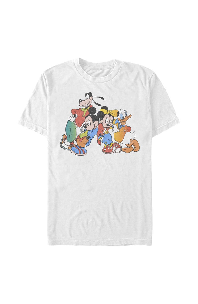 Mickey & Friends Men's Mickey & Friends Colorful Group Shot Distressed Graphic T-Shirt, Main, color, White