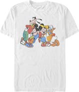 Mickey & Friends Men's Mickey & Friends Colorful Group Shot Distressed Graphic T-Shirt
