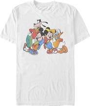 Mickey & Friends Men's Mickey & Friends Colorful Group Shot Distressed Graphic T-Shirt