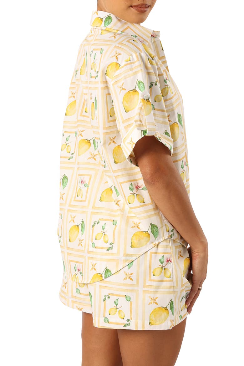 Domenica Cotton Button-Up Shirt & Shorts Set, Alternate, color, LEMON PRINT