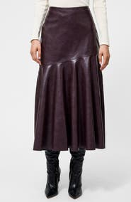 French Connection Kayleigh Pleated Faux Leather Midi Skirt