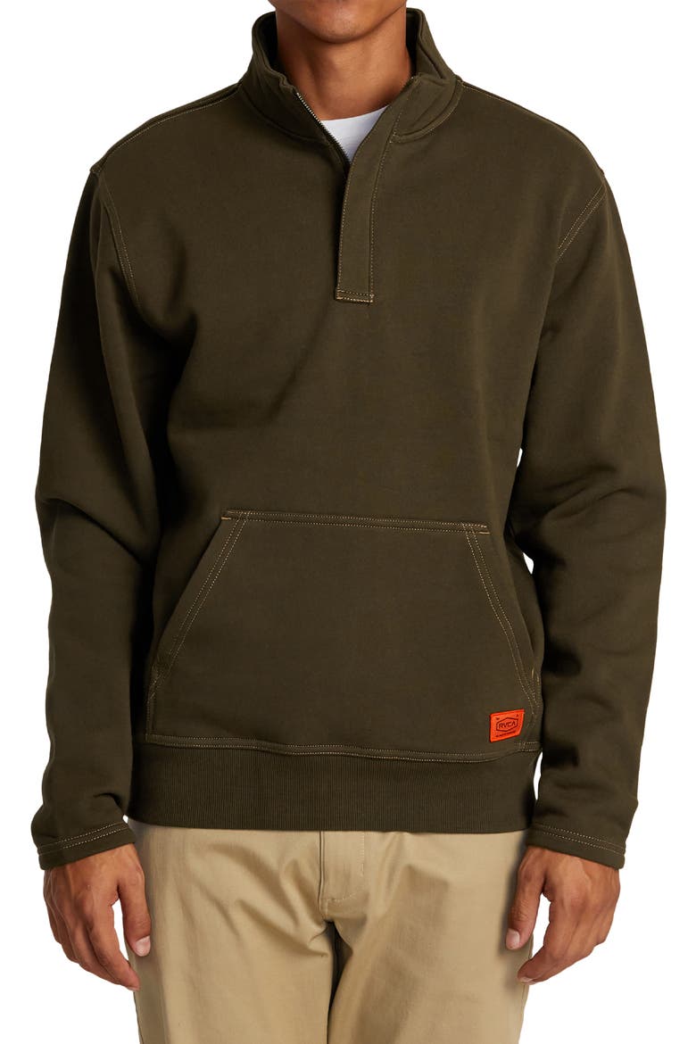 Chainmail Half Zip Cotton Pullover, Main, color, CHOCOLATE