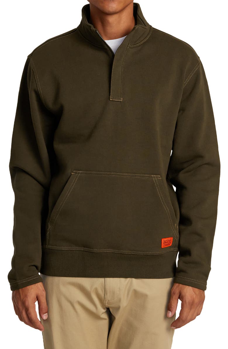 RVCA Chainmail Half Zip Cotton Pullover, Main, color,