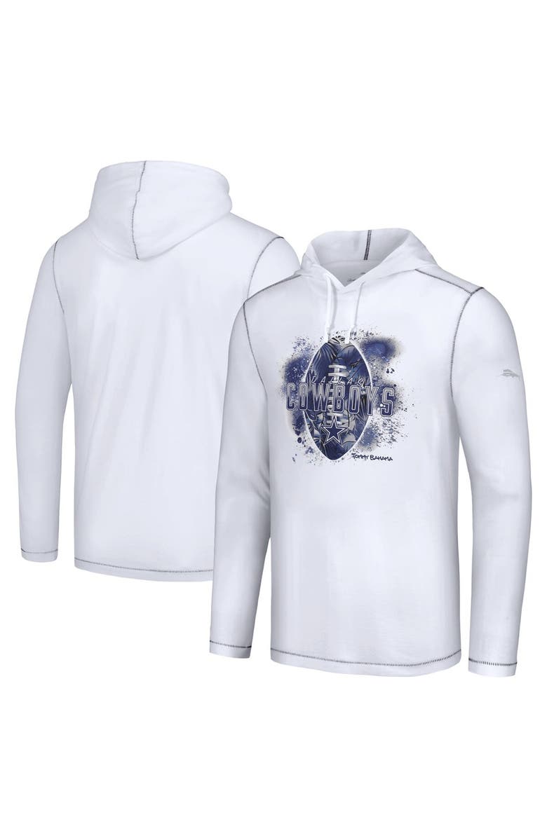 Tommy Bahama Men's Tommy Bahama White Dallas Cowboys Graffiti Touchdown Pullover Hoodie, Main, color,