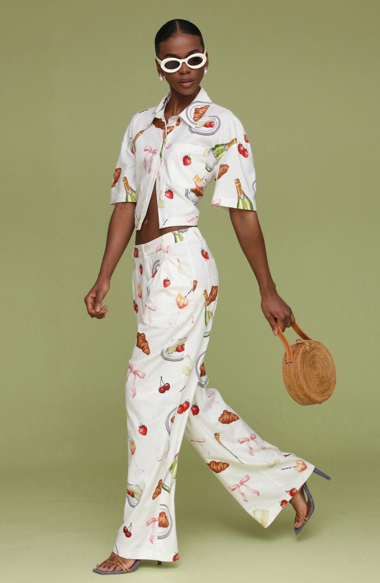 Avec Les Filles Tabletop Print Pants, Alternate, color,