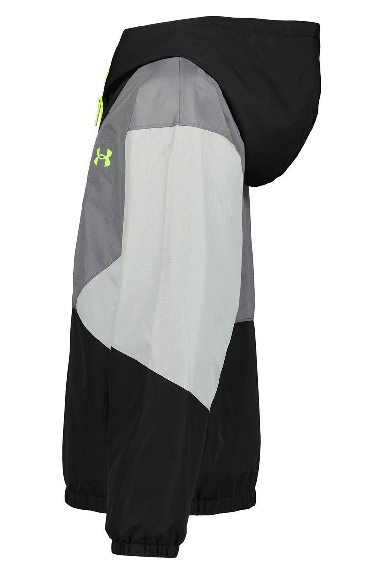 Kids' Manataug Hooded Water Repellent Windbreaker, Alternate, color, BLACK