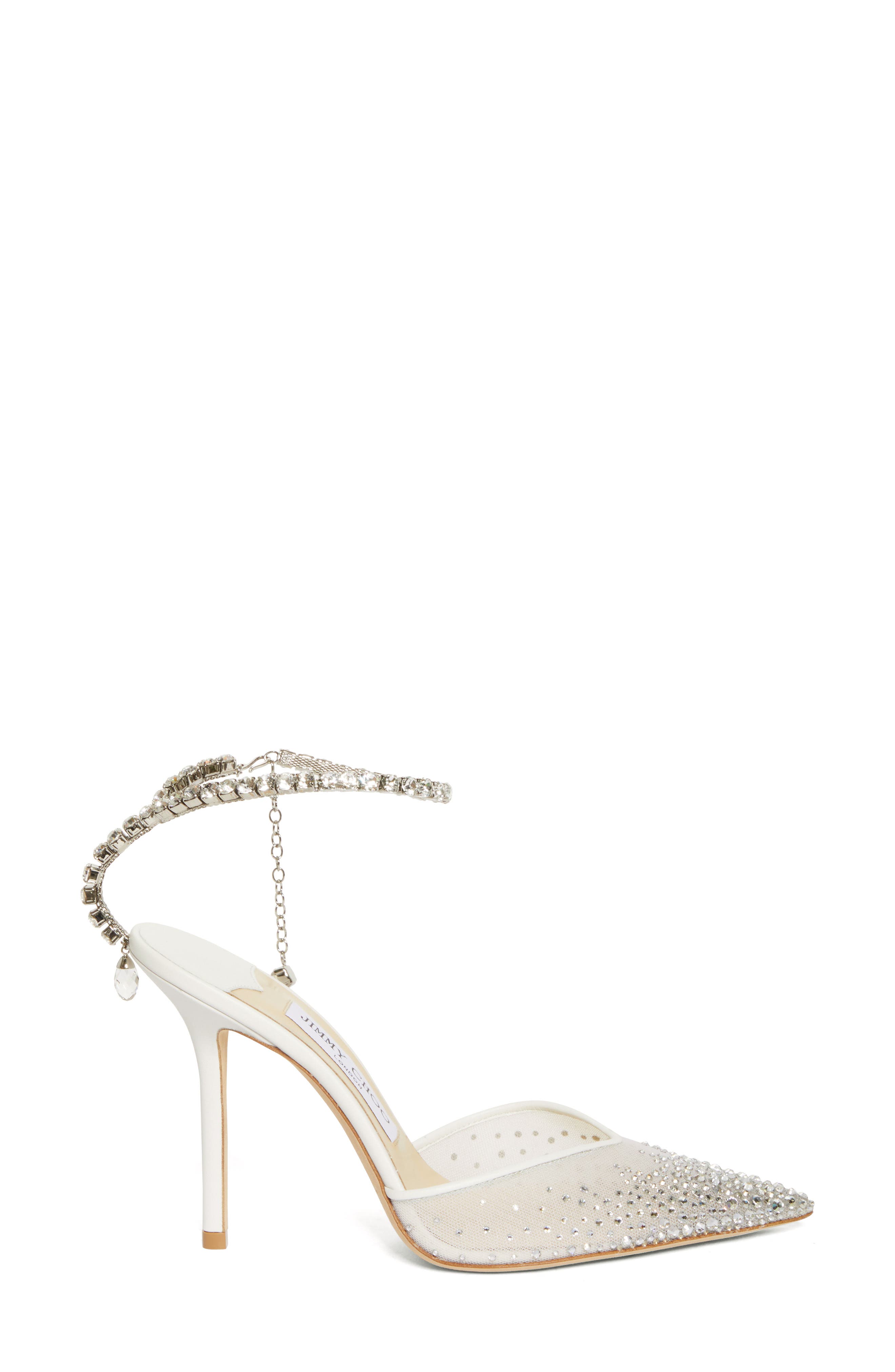 Jimmy Choo Saeda Crystal Ankle Strap Pointed Toe Pump, Alternate, color, 
