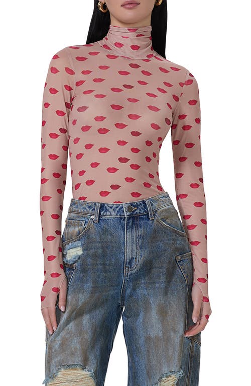 AFRM AFRM ZADIE PRINT TURTLENECK MESH TOP