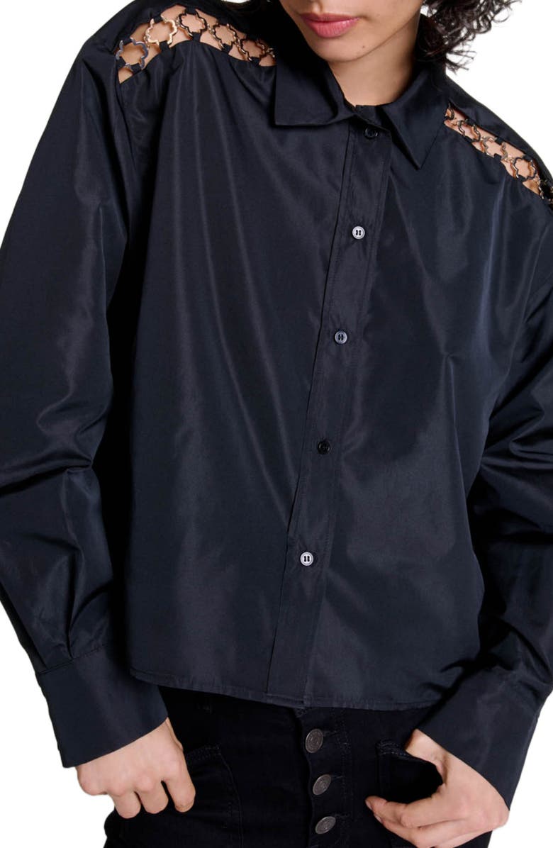 maje Openwork shirt, Alternate, color, 