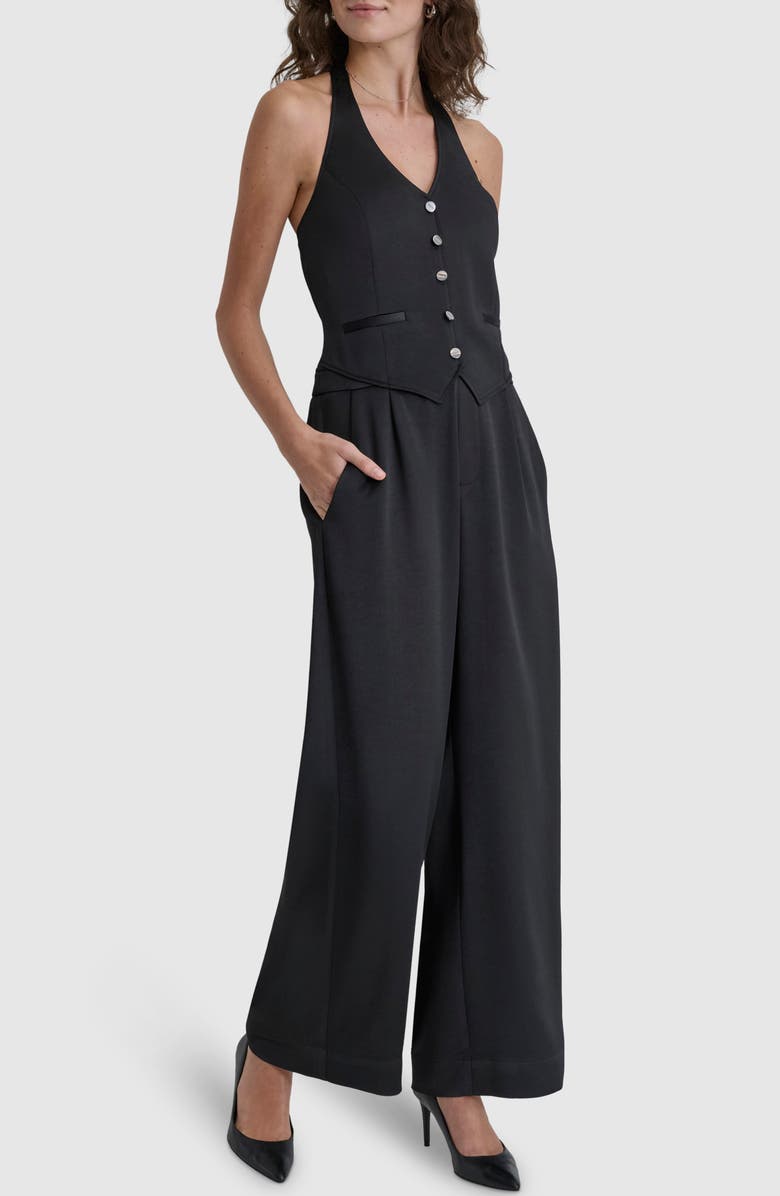 DKNY Halter Tuxedo Jumpsuit, Alternate, color, 