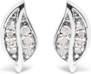Haus of Brilliance Silver Diamond Accent Leaf Stud Earrings
