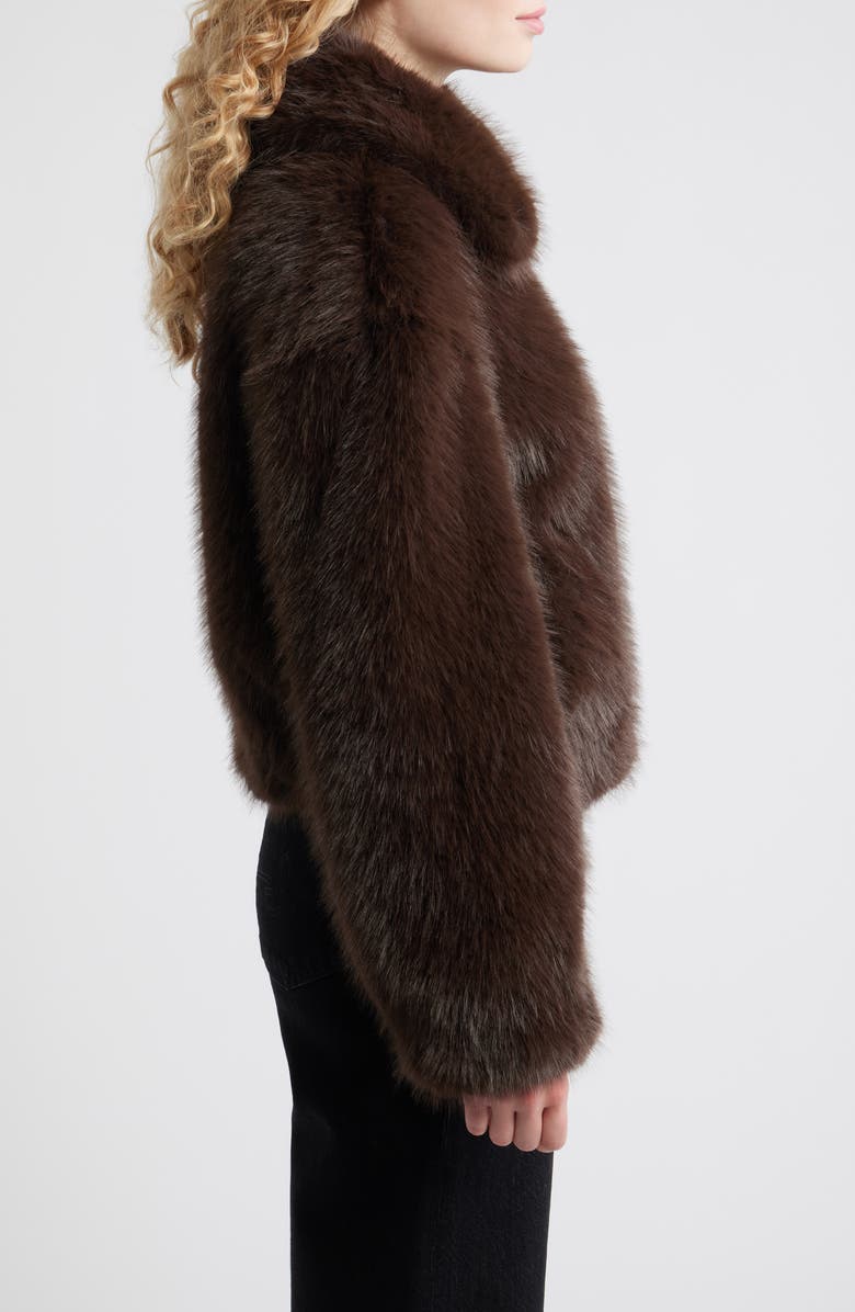 BCBG Cropped Faux Fur Jacket, Alternate, color, Dark Mocha