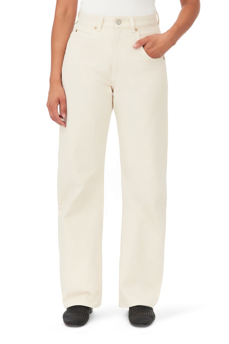 Gwen Relaxed Fit Bowed Wide Leg Jeans, Alternate, color, STONE