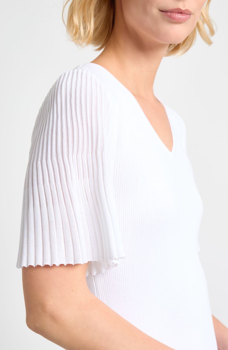 Misook Flutter Sleeve Rib Top, Alternate, color, White