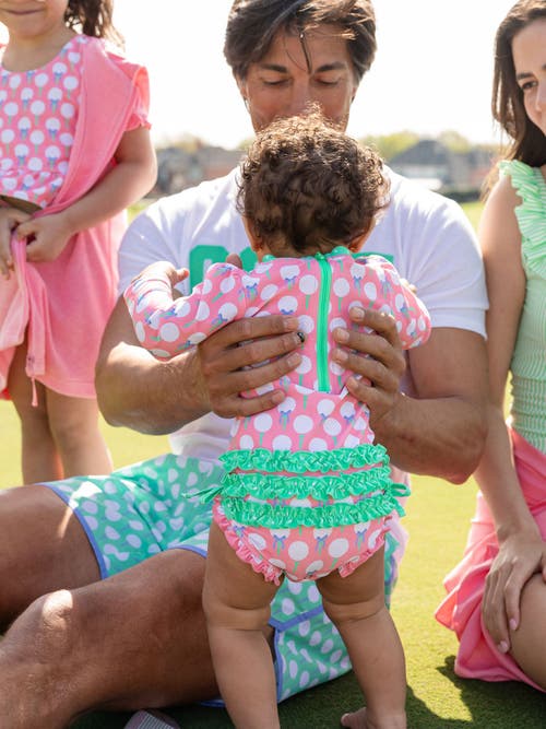 Rufflebutts Baby Girls Long Sleeve Upf50+ One Piece Rash Guard