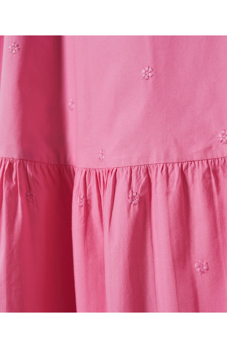 MANGO Floral Embroidered Tiered Cotton Dress, Alternate, color, Pink