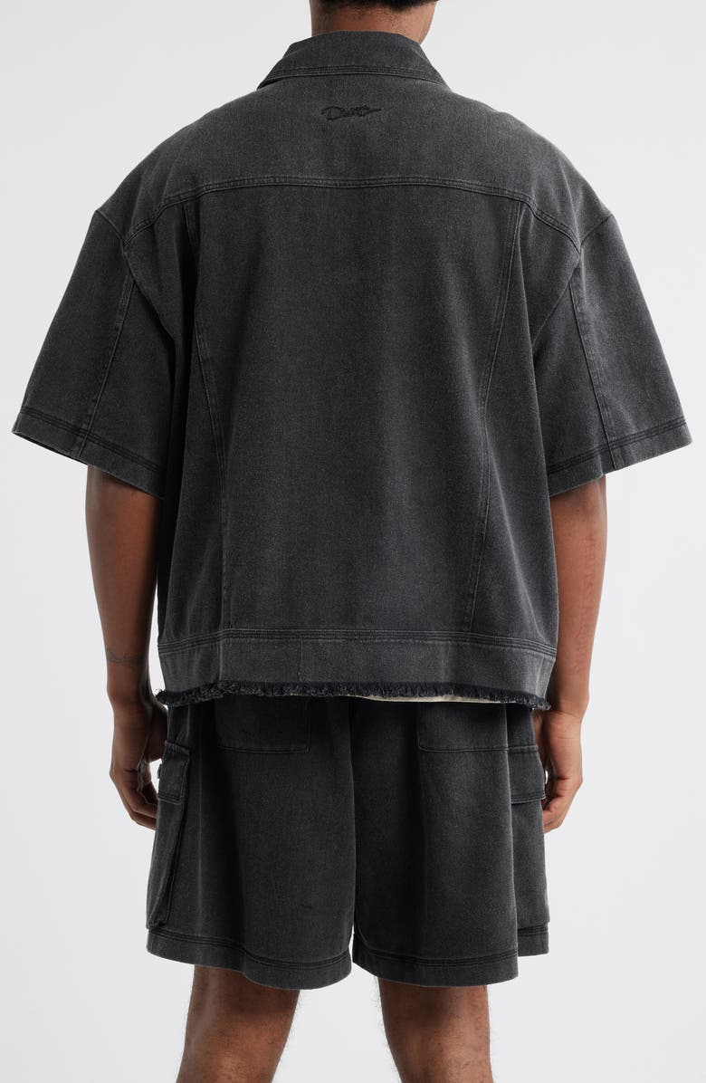 DIET STARTS MONDAY Short Sleeve Cotton Canvas Trucker Shirt Jacket, Alternate, color, Black