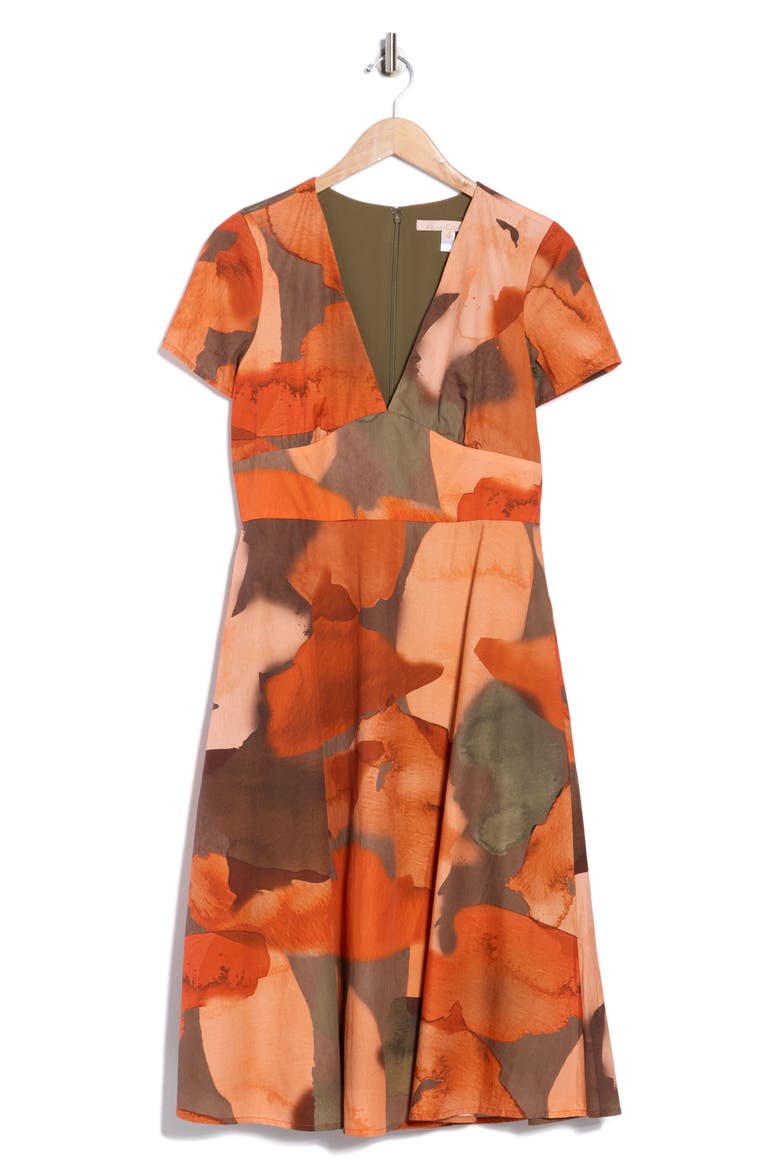 Rainey Fit & Flare Dress, Alternate, color, OLIVE MULTI PAINTER'S CANVAS