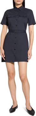 Theory Short Sleeve Belted Shirtdress