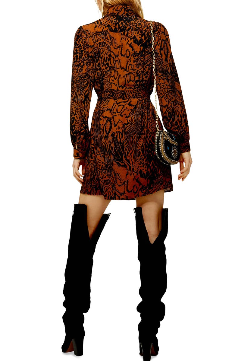 Topshop Snake Shirtdress, Alternate, color, 