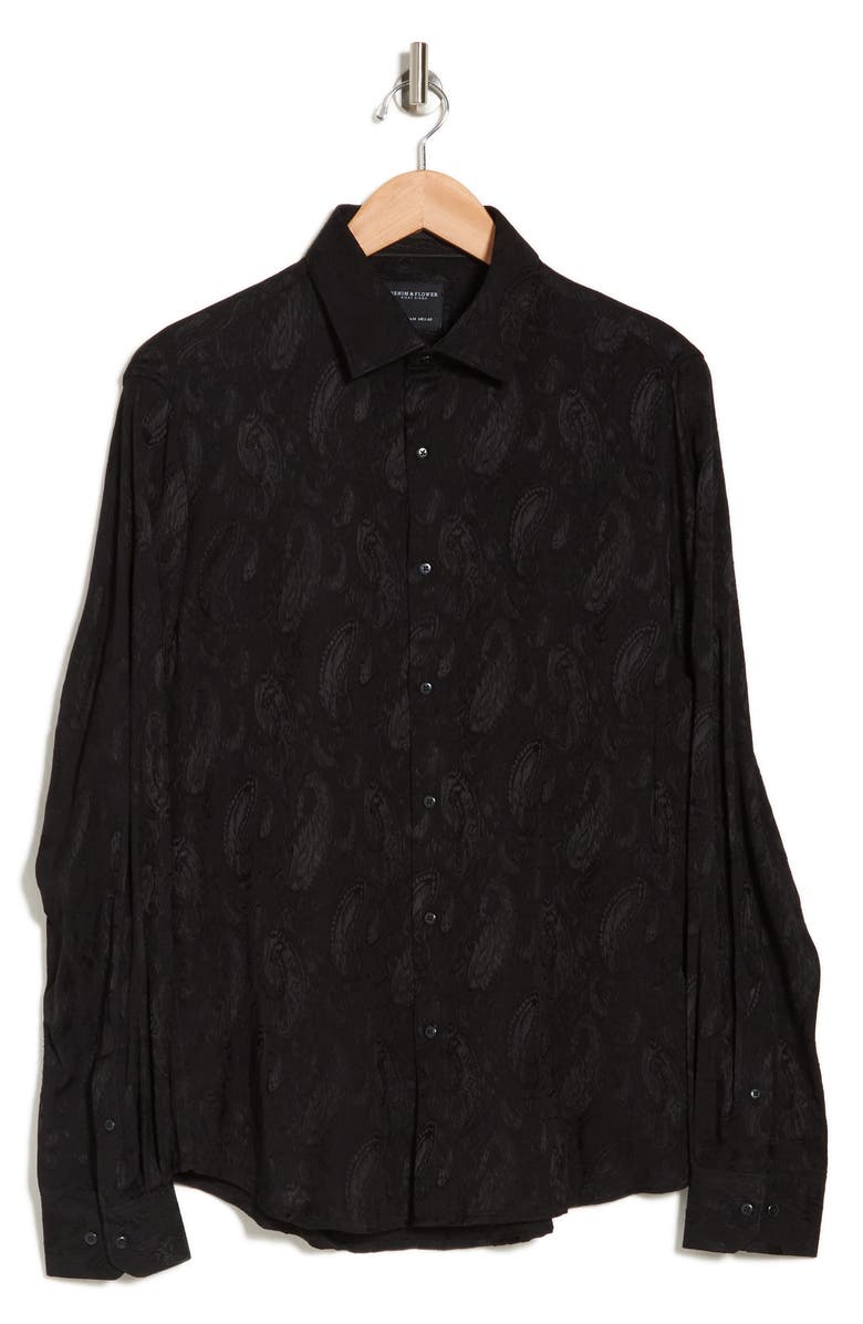 DENIM AND FLOWER Paisley Print Stretch Button-Down Shirt, Alternate, color,