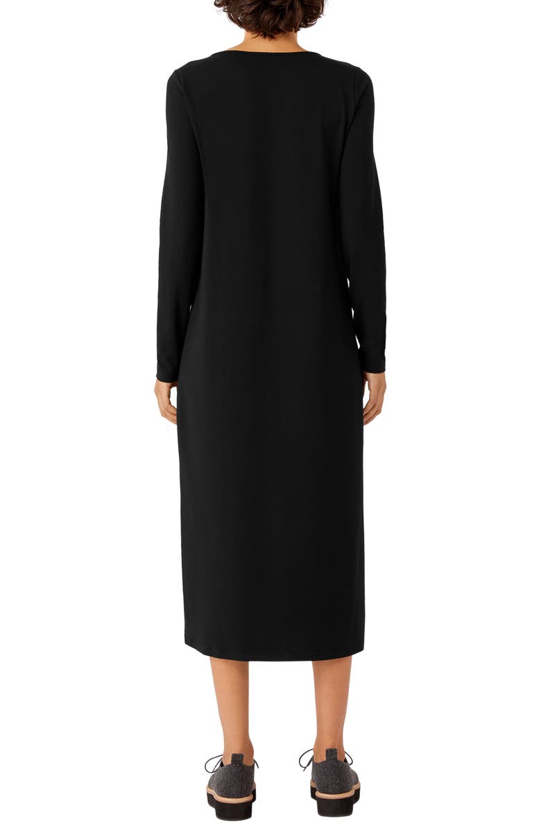 Eileen Fisher Jewel Neck Long Sleeve Jersey Shift Dress, Alternate, color, 