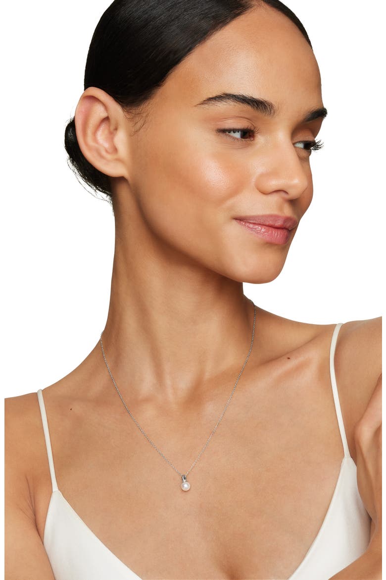 Solari Pendant Necklace with Pearl & Diamonds in 18K Gold, Alternate, color, WHITE GOLD/ DIAMOND/ PEARL