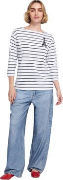 ELLE Collection Striped Tee With Graphic Top