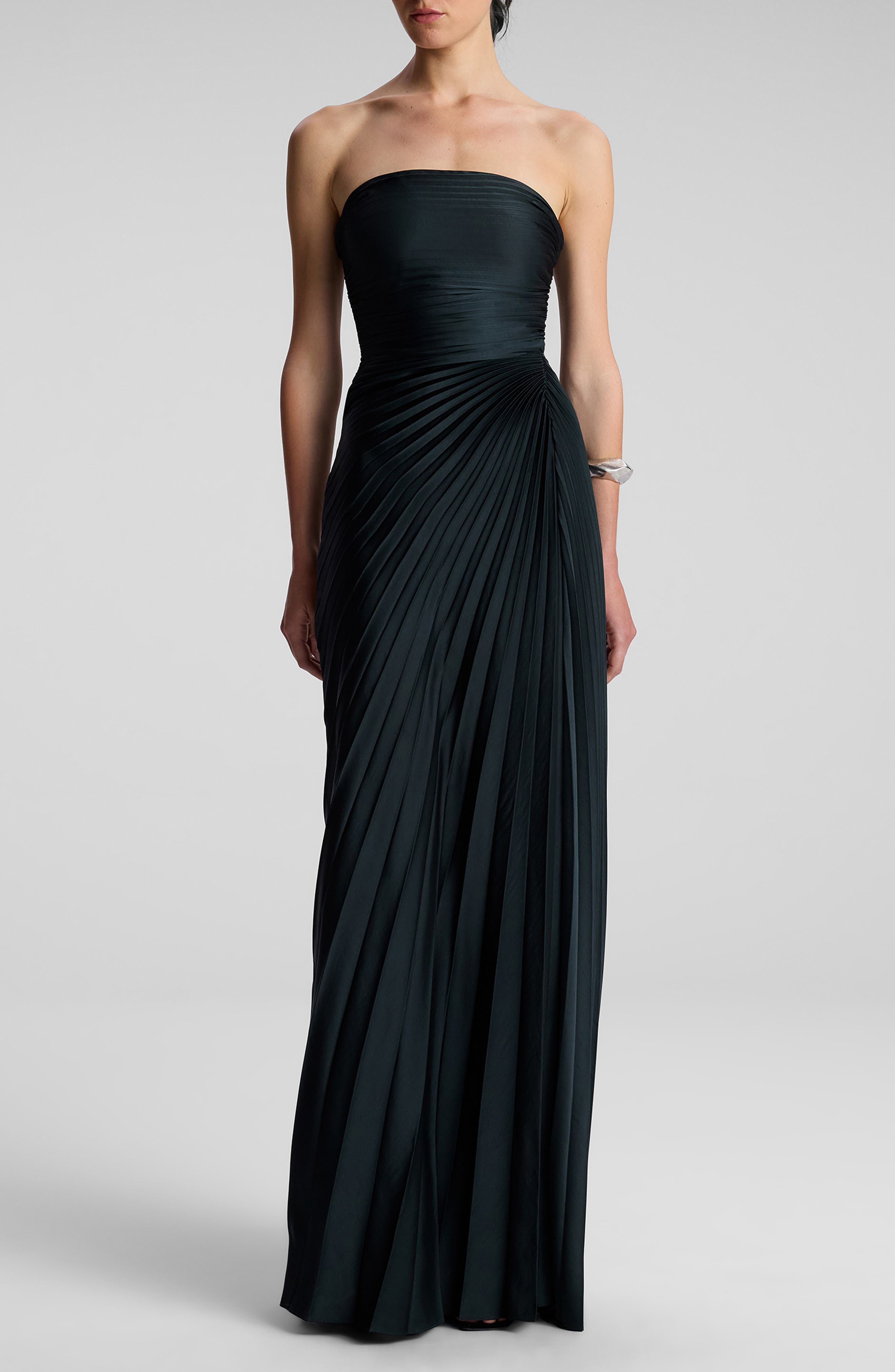 A.L.C. Bianca Pleated Strapless Gown