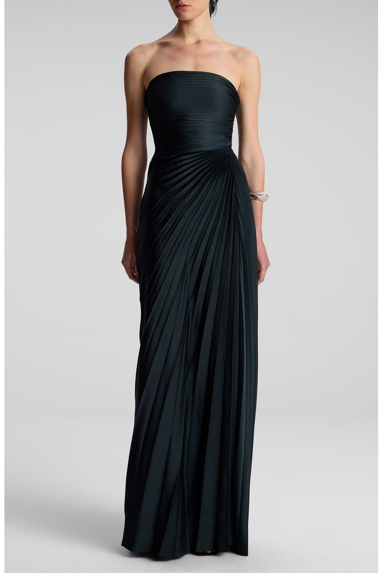 Bianca Pleated Strapless Gown, Main, color, FOREST