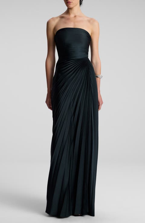 Bianca Pleated Strapless Gown