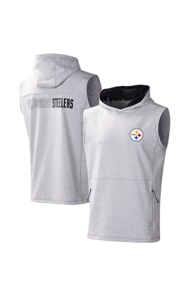 MSX BY MICHAEL STRAHAN Men's MSX by Michael Strahan Heather Gray Pittsburgh Steelers Action Sleeveless Pullover Hoodie, Main, color,