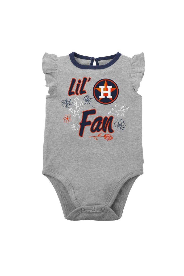 Girls Newborn & Infant Navy/Heather Gray Houston Astros Little Fan Two-Pack Bodysuit Set, Alternate, color, Navy
