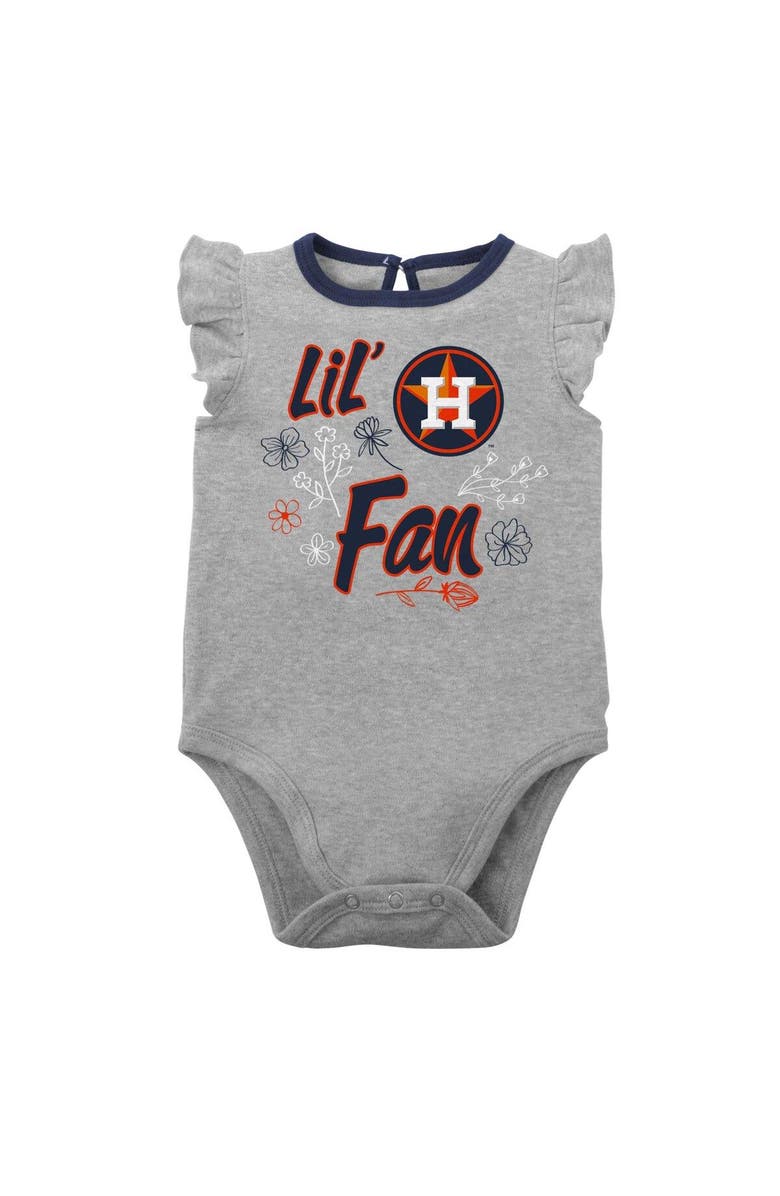 Outerstuff Girls Newborn & Infant Navy/Heather Gray Houston Astros Little Fan Two-Pack Bodysuit Set, Alternate, color, Navy
