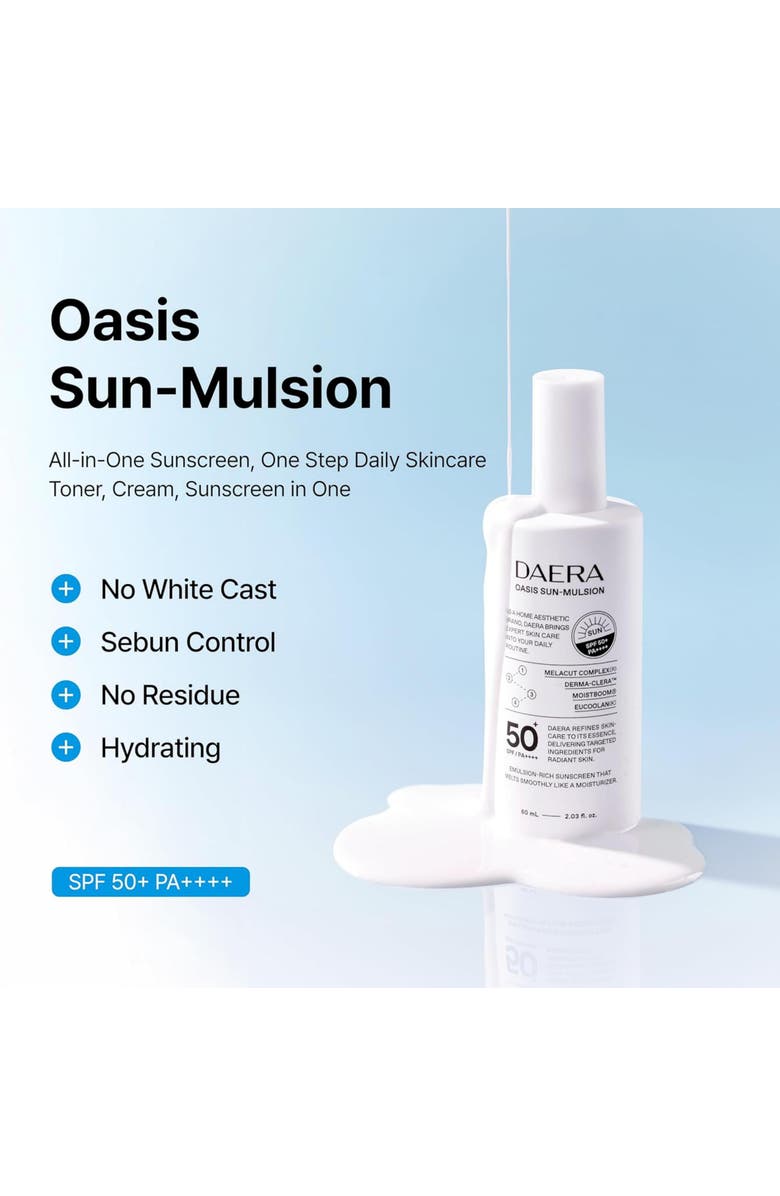 DAERA Sunscreen SPF 50 for Face 2.03 fl oz 60 ml, Alternate, color, White
