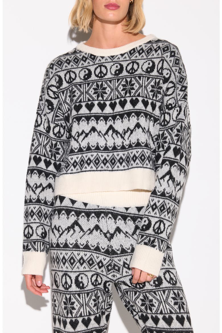 Fair Isle Diamond Crewneck Sweater, Main, color, WINTER WHITE