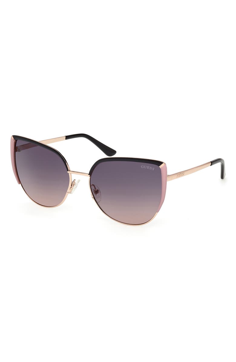 GUESS Cat Eye Sunglasses, Alternate, color, Black/ Other / Gradient Smoke