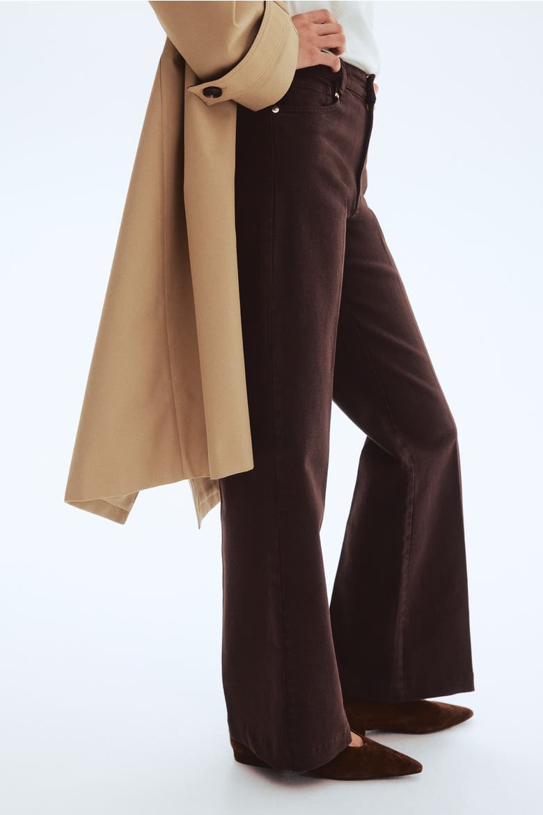 Bootcut Twill Trousers, Alternate, color, Dark brown