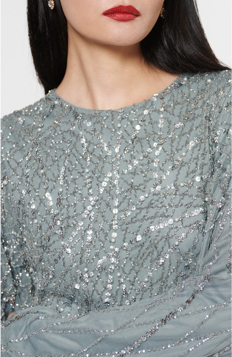 MARYISA Occasion Modest Embellished Sequin Beaded Boat Neck Evening Maxi, Alternate, color,