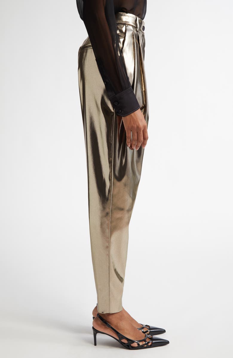 Dolce&Gabbana Metallic Pleated Ankle Pants, Alternate, color, S0985 Oro Antico