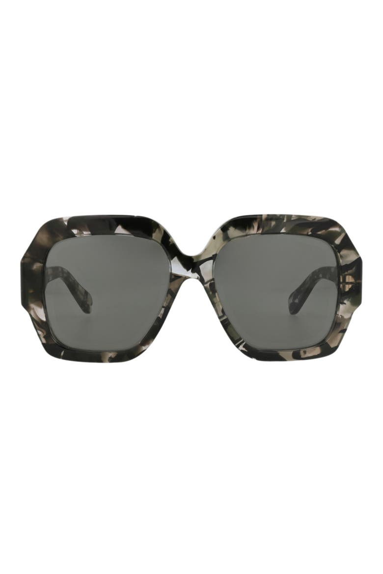 56mm Square Sunglasses, Main, color, GREEN GREEN GREY